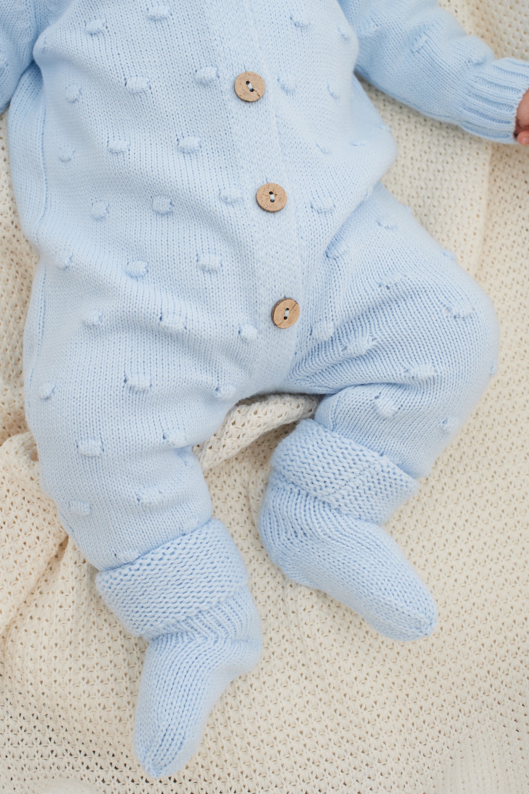 Вязаный комплект "Пупырка 3 предмета" (голубой)